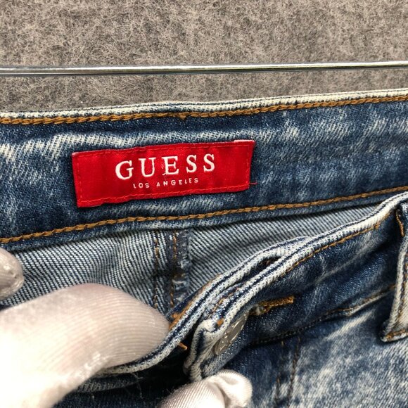 Guess Denim Skinny Jean Womens 30 Acid Wash High Rise Logo Butt Stretch - Picture 6 of 12